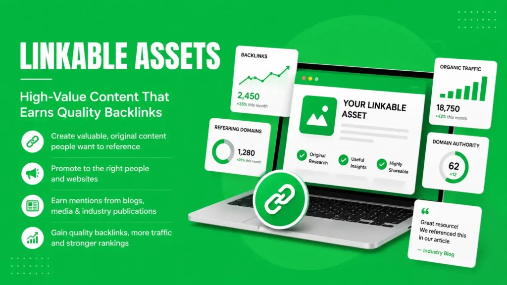 Linkable asset comparison showing why high-value content earns more backlinks
