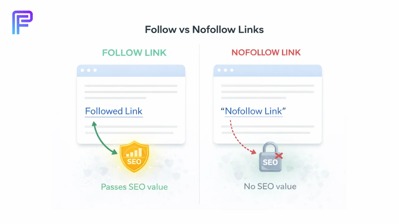 Difference between follow and nofollow links in SEO authority flow