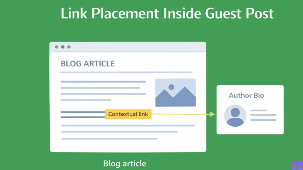 ontextual link placement inside a guest post compared with author bio link