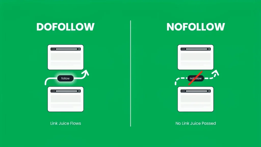 Dofollow Backlinks: What They Are & How to Get Them 3 Diagram comparing dofollow and nofollow backlinks passing link authority