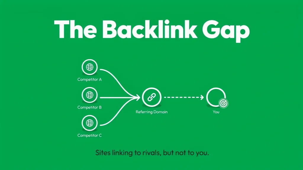 Competitor Backlinks: How to Find and Replicate Them 4 Backlink gap diagram showing domains linking to competitors but not you